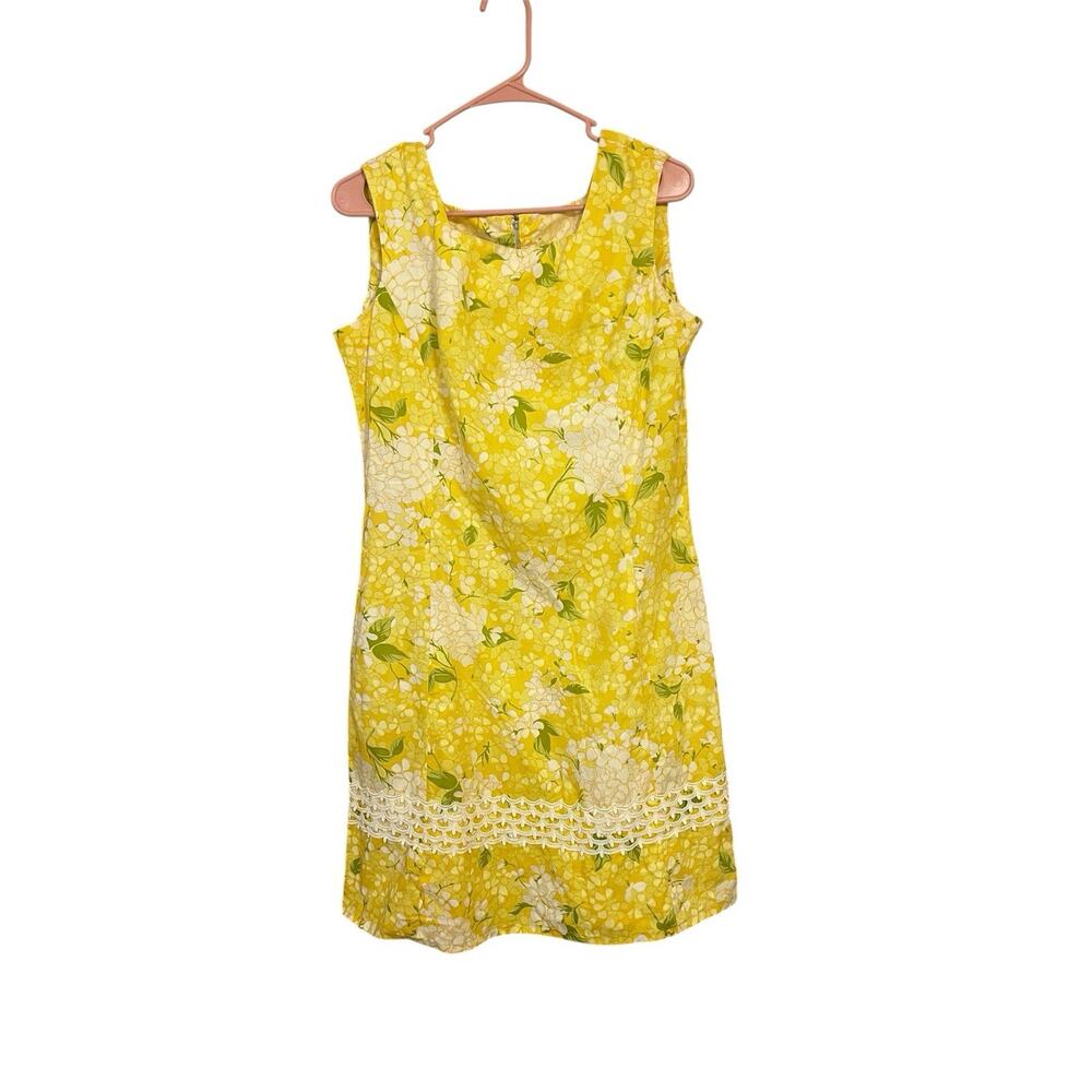 Vintage 60 Dash About Yellow Floral Dress With Ric Rac Type Trim
